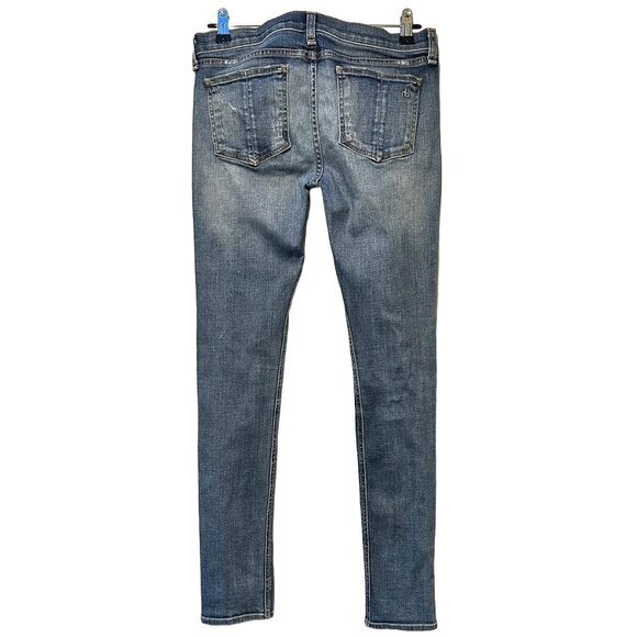 RAG & BONE Women's jeans, size 28, mid-rise skinny, blue denim, distressed - Picture 5 of 14